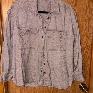 DownEast Casual Gray Button-Down Shirt
